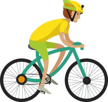 Bisiklet vektör simgesi kullanan sporcu beyaz arkaplanda izole edildi