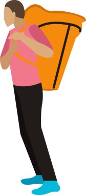 Erkek bahçıvan, beyaz arka planda izole edilmiş hasat vektör simgesiyle sepet taşıyor.