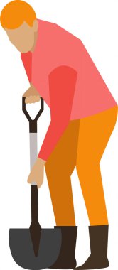 Beyaz arkaplanda izole edilmiş kürek vektör simgesi olan bahçıvan kazısı