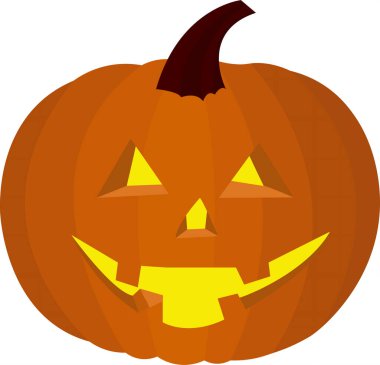 Ürkütücü balkabağı feneri Cadılar Bayramı oyulmuş balkabağı vektör simgesi beyaz arkaplanda izole