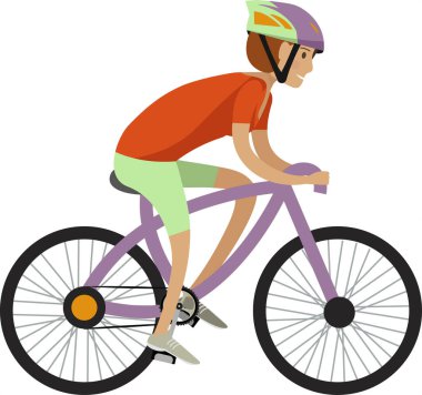 Sporcu beyaz zemin üzerinde izole edilmiş bisiklet sürme vektör simgesinin keyfini çıkarıyor