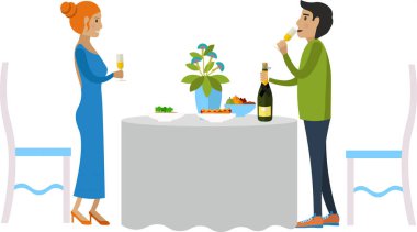 Noel 'i kutlayan romantik çift ve beyaz arka planda izole edilmiş yeni yıl vektör ikonu