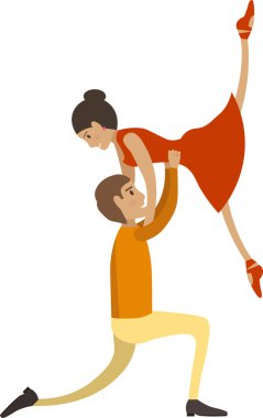 Beyaz arka planda izole edilmiş erkek ve kadın balerin vektör simgesi