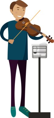 Man violinist playing music vector icon isolated on white background clipart