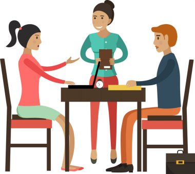 Ders vektörü simgesindeki öğretmen ve öğrenciler beyaz arkaplanda izole edildi