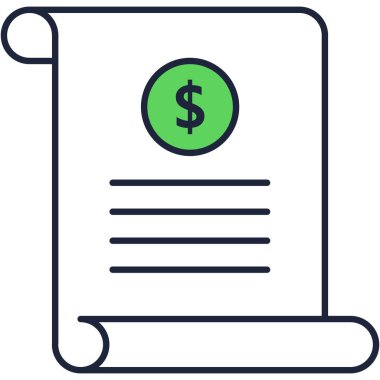 Finansal rapor ikonu. Düz vektör kağıt dökümanı. Mali veri analizi ve araştırma sonuçları. Kurumsal ya da piyasa gelir muhasebesi