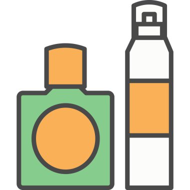 Beyaz arkaplanda traş vektörü simgesinden önce ve sonra parfüm jeli izole