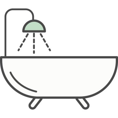 Beyaz arkaplanda duş vektörü simgesi olan küvet