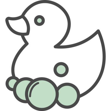 Beyaz arka planda izole edilmiş banyo vektör simgesi için ördek çocuk oyuncağı