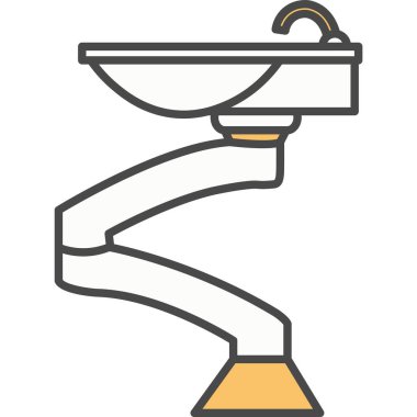 Beyaz arka planda izole edilmiş kuaför salonu vektör ikonunda saç yıkama lavabosu