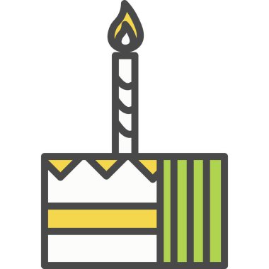 Beyaz arkaplanda mum vektör simgesi olan doğum günü pastası