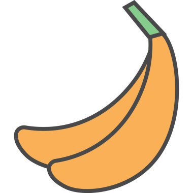 Beyaz arkaplanda muz meyve vektörü simgesi izole