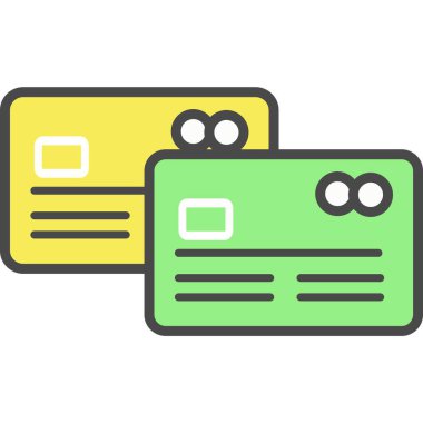 Beyaz arkaplanda izole edilmiş bir çift banka kredi kartı vektör simgesi