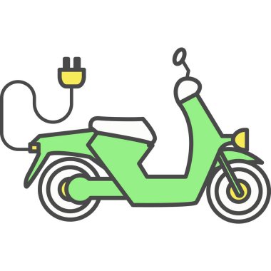 Elektrikli motosiklet şarj vektör simgesi beyaz arkaplanda izole