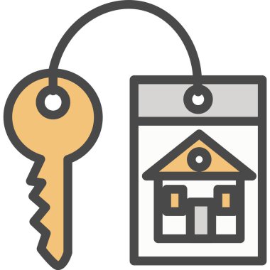 Beyaz arkaplanda izole edilmiş emlak vektör simgesinden anahtar