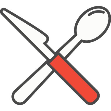 Beyaz arkaplanda izole edilmiş kaşık ve bıçak vektör simgesi