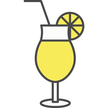 Beyaz arkaplanda yaz kokteyl ikonu izole