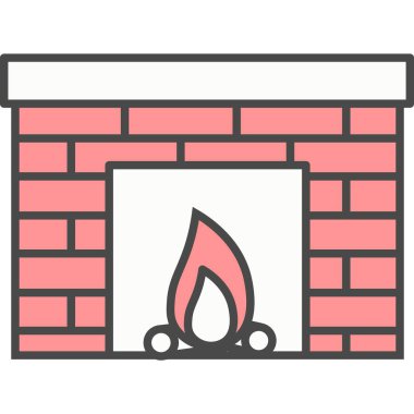 Beyaz arkaplanda izole edilmiş şömine vektörü simgesi