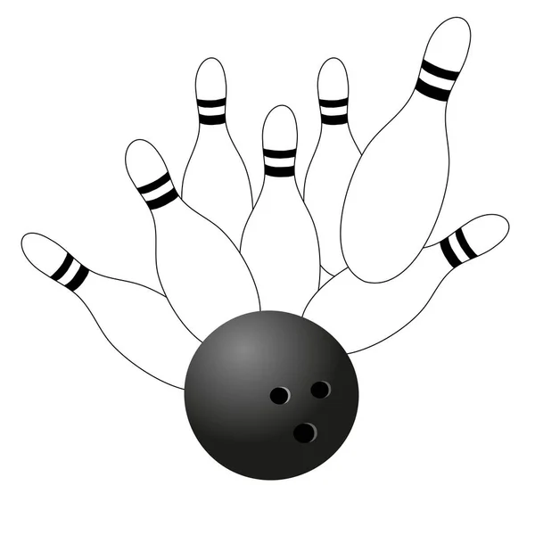 Bowlingball Und Fliegende Kegel — Stockvektor