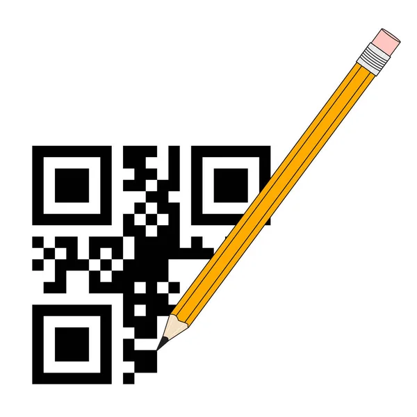 Qr代码和铅笔 — 图库矢量图片