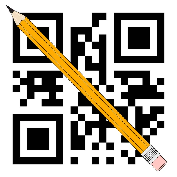 Qrコードと鉛筆の一部のイラスト — ストックベクタ