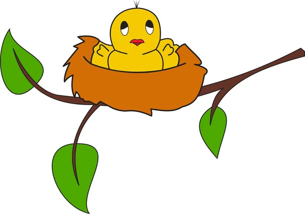 Illustration Baby Bird Nest — Stock Vector