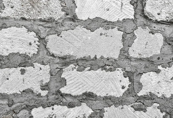 Часть Каменной Стены Белого Строительного Камня Слоями Цементного Раствора — стоковое фото