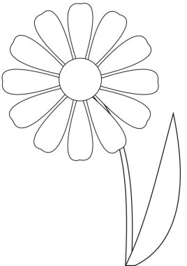 Yapraklı ve bir kök üzerinde çiçek açan bir çiçeğin ana hatları.