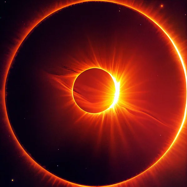 Illustration of a partial solar eclipse. A solar eclipse occurs when the Moon passes between Earth and the Sun, thereby obscuring Earth\'s view of the Sun, totally or partially.