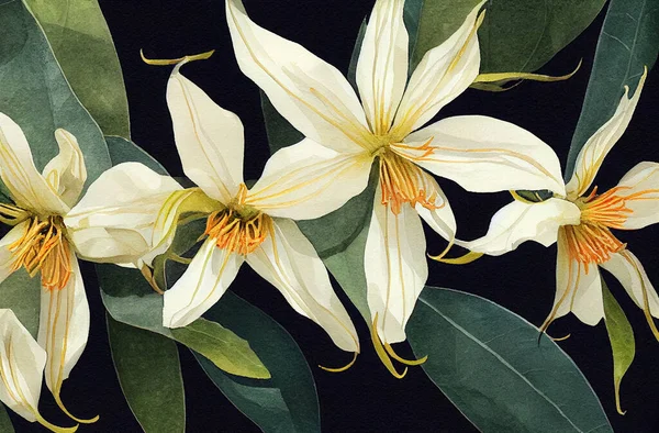 Flowers of Cananga odorata. Ylang-ylang is one of the most extensively used natural materials in the perfume industry, earning it the name \