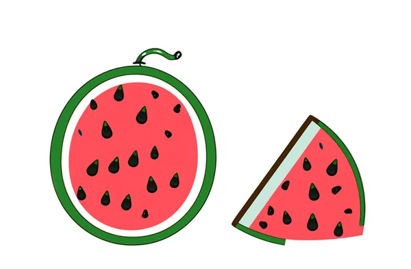 Illustration Vattenmelonskivor Isolerade Vit Bakgrund — Stockfoto