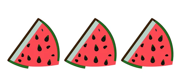 Illustration Vattenmelonskivor Isolerade Vit Bakgrund — Stockfoto