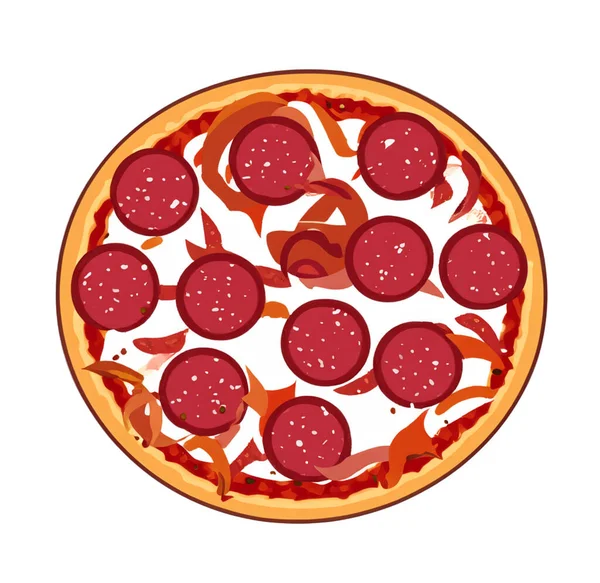 Ilustração Pizza Pepperoni Isolado Fundo Branco — Fotografia de Stock