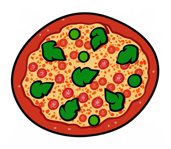 Ilustrație Pizza Pepperoni Izolată Fundal Alb — Fotografie, imagine de stoc
