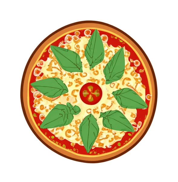 Illustration Pizza Pepperoni Isolée Sur Fond Blanc — Photo
