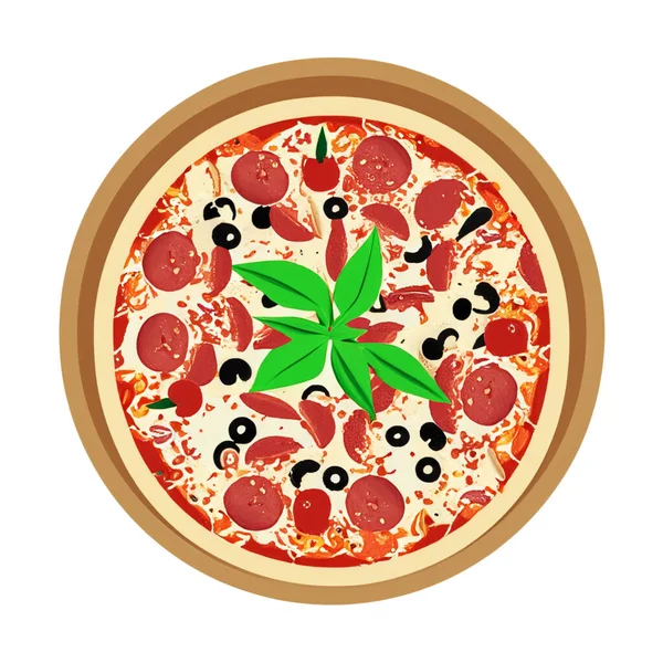 Ilustração Pizza Pepperoni Isolado Fundo Branco — Fotografia de Stock