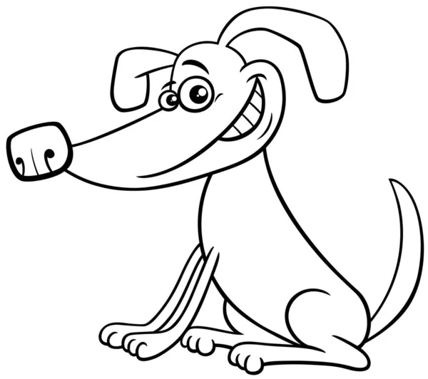 Black White Cartoon Illustration Funny Dog Comic Animal Character Coloring — Wektor stockowy