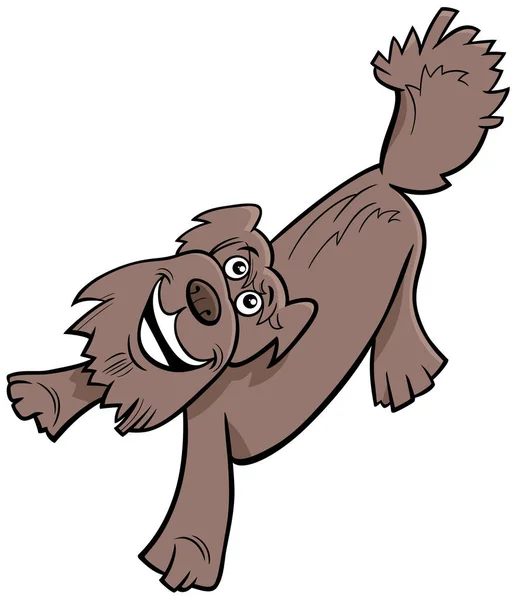 Illustrazione Cartone Animato Divertente Marrone Cane Shaggy Personaggio Animale Comico — Vettoriale Stock