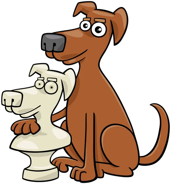 Komik Köpek Hayvan Karakterinin Büstü Ile Karikatür Çizimi — Stok Vektör