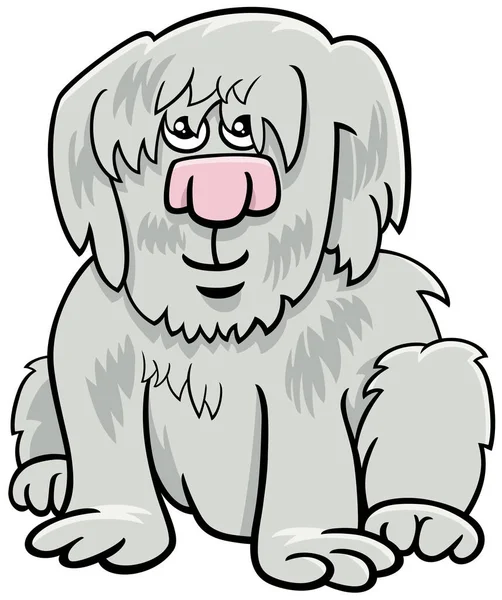 Dibujos Animados Ilustración Divertido Gris Shaggy Perro Personaje Cómic Animal — Vector de stock
