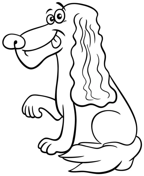 Svart Och Vit Tecknad Illustration Roliga Cocker Spaniel Hund Serietidning — Stock vektor