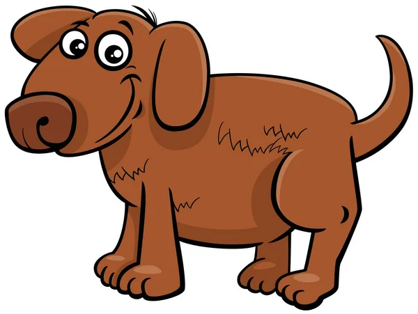 面白い茶色の子犬の漫画のイラスト漫画のキャラクター — ストックベクタ
