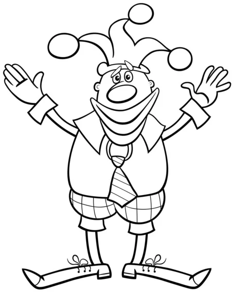 Illustration Dessin Animé Noir Blanc Personnage Comique Drôle Clown Coloriage — Image vectorielle