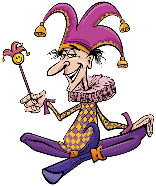 Cartoon Illustration Funny Jester Clown Comic Character — Stock Vector