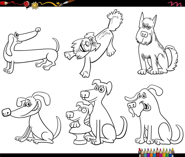 Черно Белая Иллюстрация Персонажей Комиксов Смешных Собаках — стоковый вектор