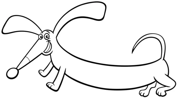 Desenho Animado Preto Branco Ilustração Engraçado Dachshund Cão Raça Pura — Vetor de Stock