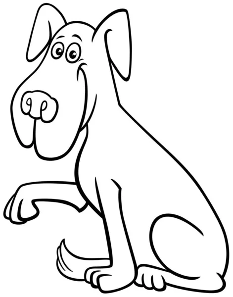Svart Och Vit Tecknad Illustration Rolig Hund Komiska Djur Karaktär — Stock vektor