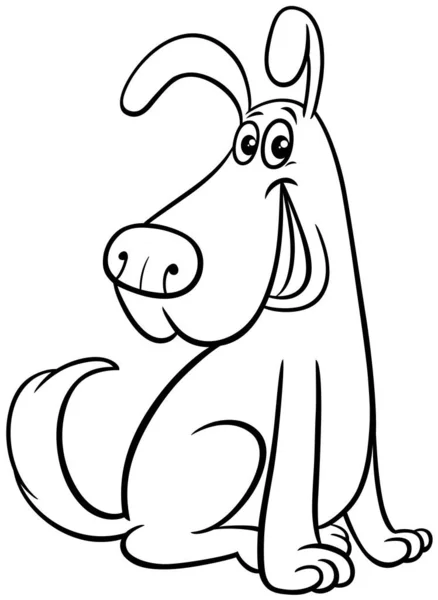 Black White Cartoon Illustration Funny Dog Comic Animal Character Coloring — Vettoriale Stock