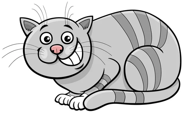 Ilustracja Kreskówki Szczęśliwy Tabby Kot Komiks Zwierzę Charakter — Wektor stockowy