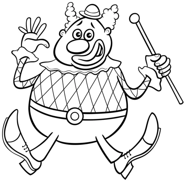Ασπρόμαυρη Εικονογράφηση Κινουμένων Σχεδίων Του Αστείου Τσίρκο Κλόουν Κωμικό Χαρακτήρα — Διανυσματικό Αρχείο